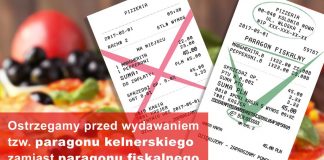 Ostrzeżenie przed paragonami kelnerskimi