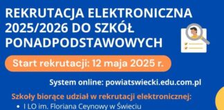 Ogłoszenie o rekrutacji elektronicznej do szkół ponadpodstawowych