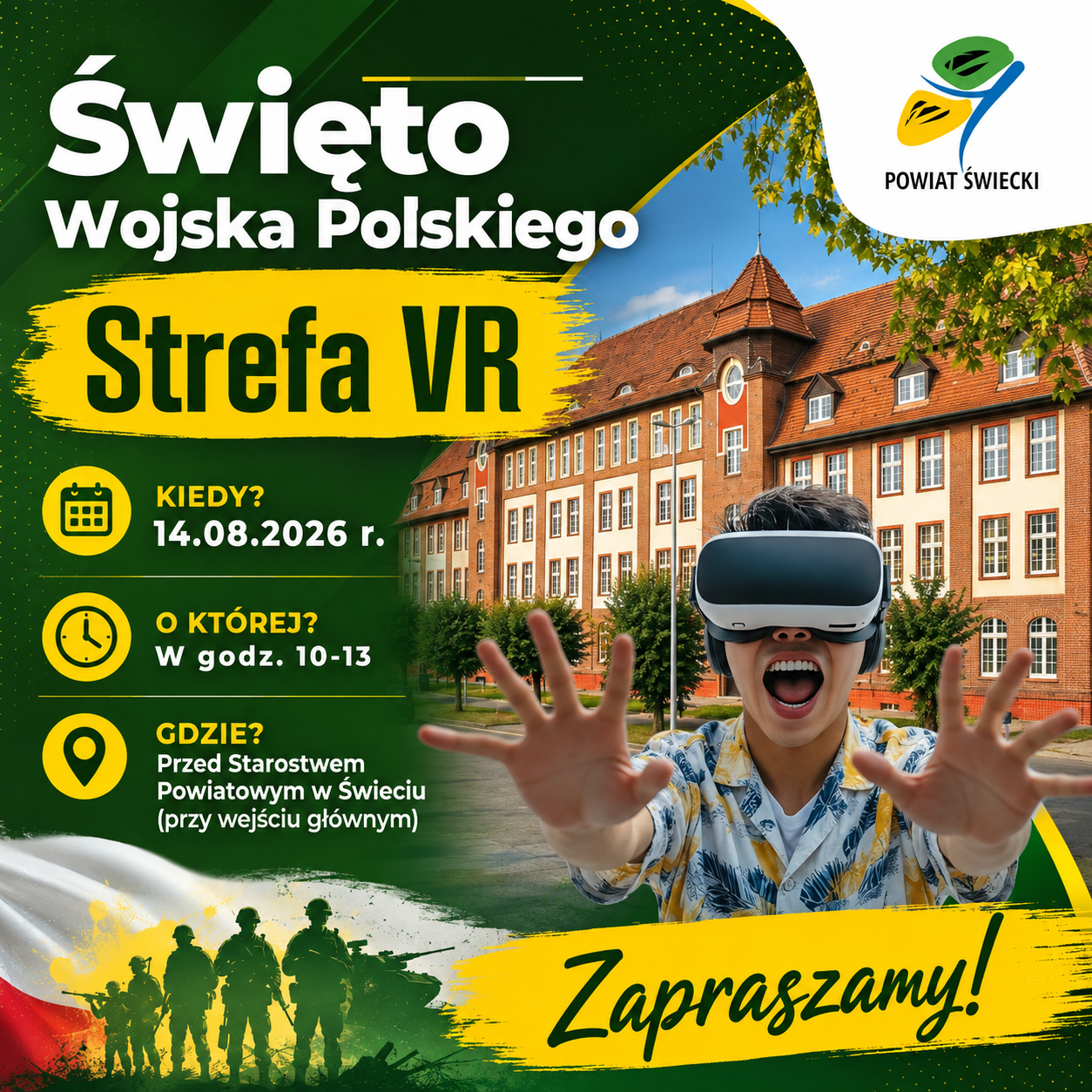 Święto Wojska Polskiego. Strefa VR przed Starostwem Powiatowym w Świeciu