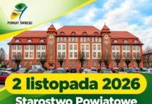 2 listopada Starostwo Powiatowe w Świeciu nieczynne